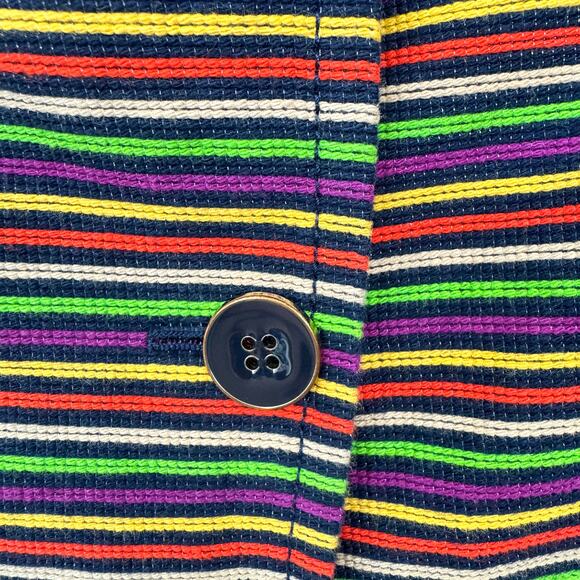 Talbots Womens Blazer Jacket Size 14P Striped Textured Career Office Multi Color - Picture 3 of 8